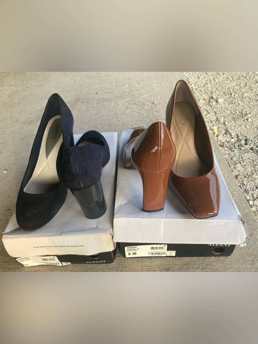 Alfani Women's Heels in Black Suede & Brown Patent Bundle Sz 9